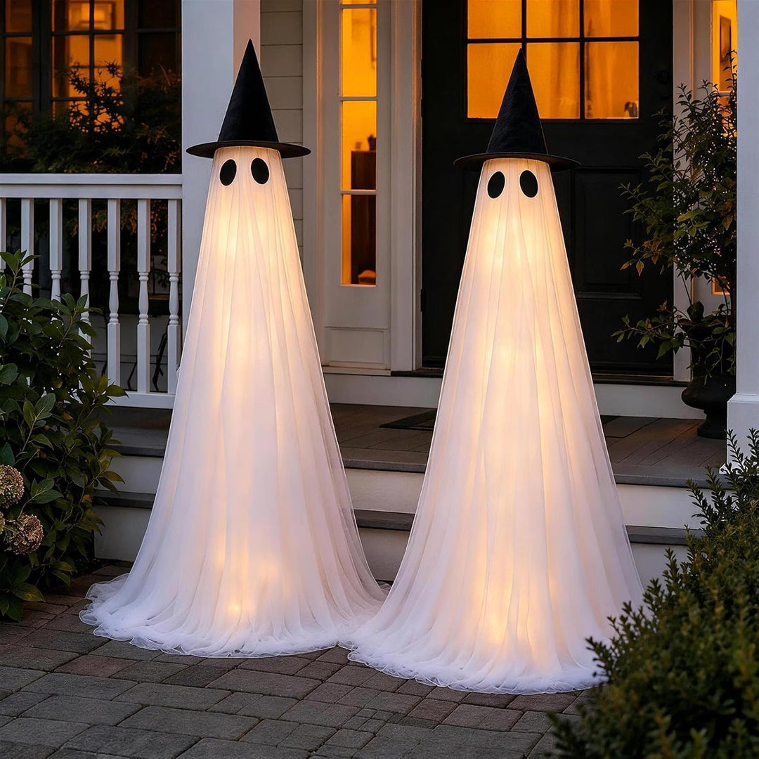 Lot de 2 grands fantômes lumineux de 1,52 m pour décoration extérieure d'Halloween