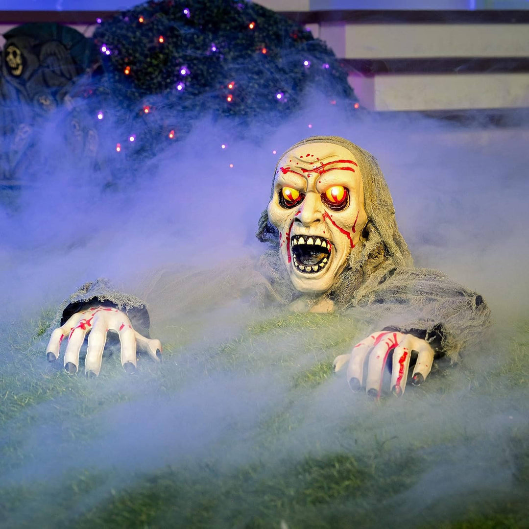 Brise-terre zombie lumineux d'Halloween avec sons inquiétants et capteur infrarouge