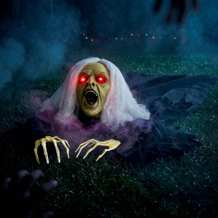 Brise-terre zombie lumineux d'Halloween avec sons inquiétants et capteur infrarouge