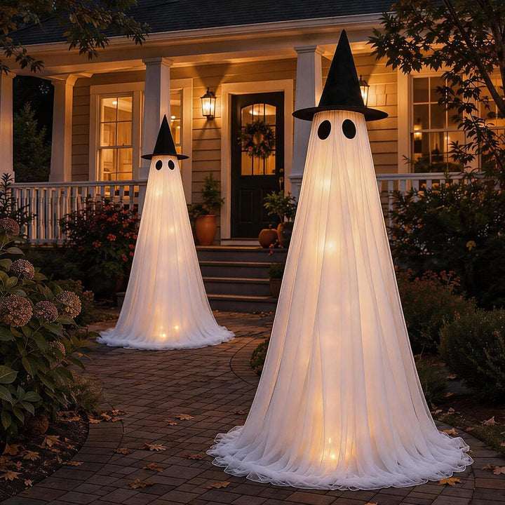 Lot de 2 grands fantômes lumineux de 1,52 m pour décoration extérieure d'Halloween