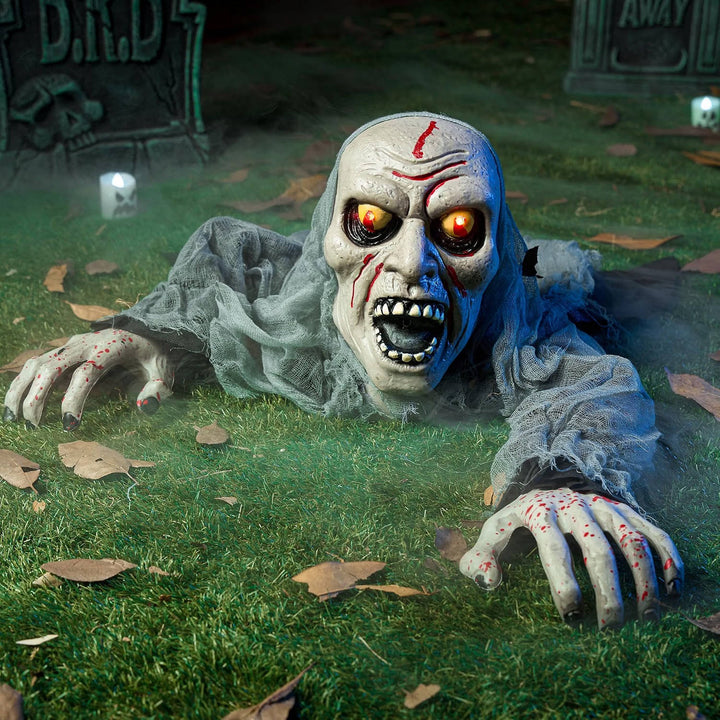 Brise-terre zombie lumineux d'Halloween avec sons inquiétants et capteur infrarouge