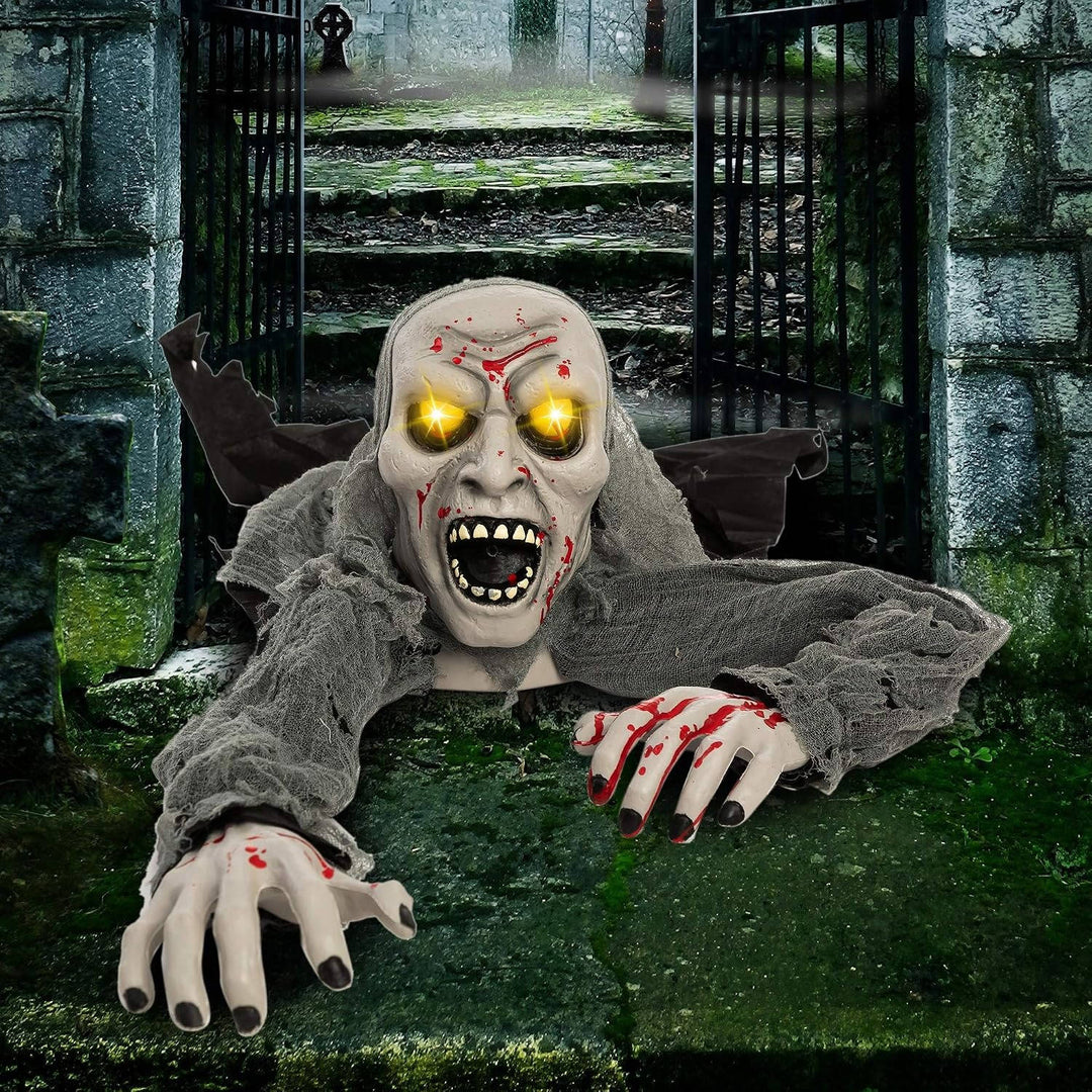 Brise-terre zombie lumineux d'Halloween avec sons inquiétants et capteur infrarouge