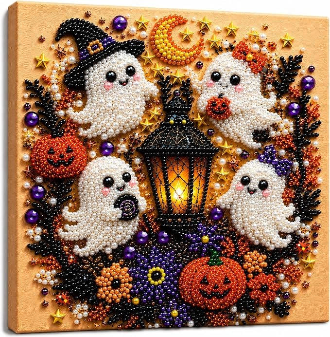 Kits de arte com diamantes e pérolas para adultos - decoração de parede DIY para Halloween