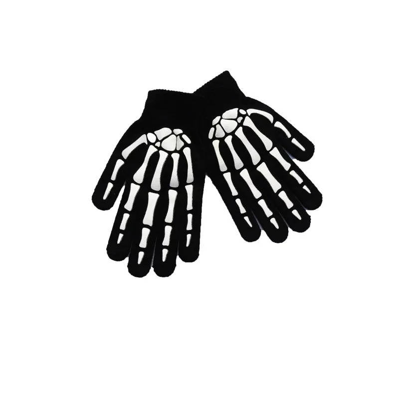 Disfraz de Halloween de la Parca con ojos brillantes y guantes de esqueleto