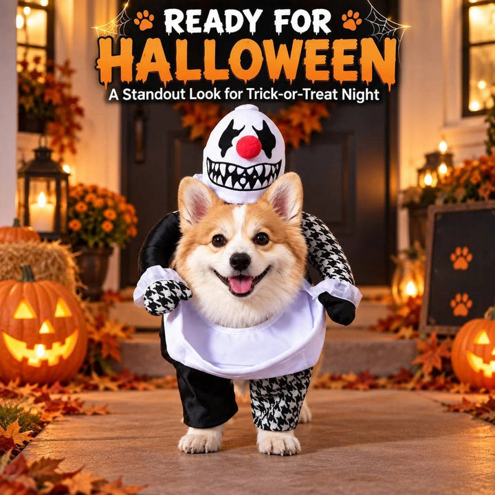 Costume da cane inquietante di Halloween con braccia imbottite per dolcetto o scherzetto