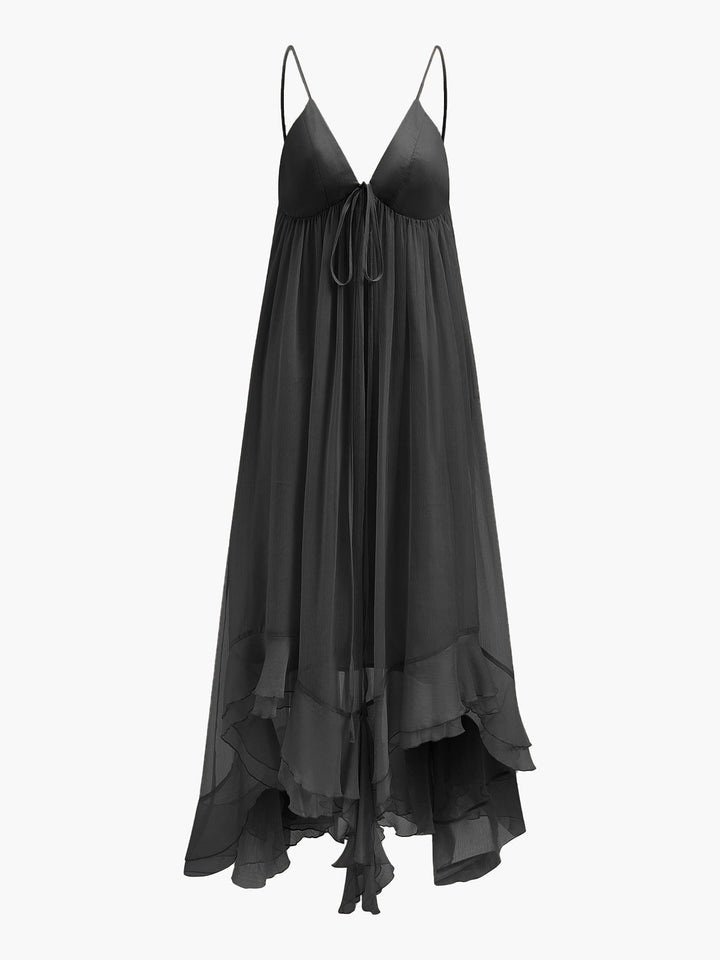 Women's Chiffon Cape Sleeve Maxi Evening Dress