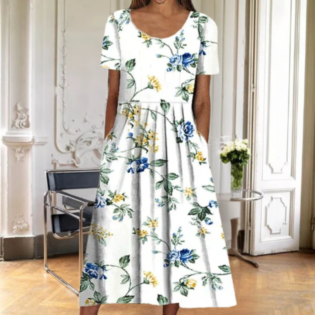 Women's Floral Smocked Maxi Dress – Casual Summer Style