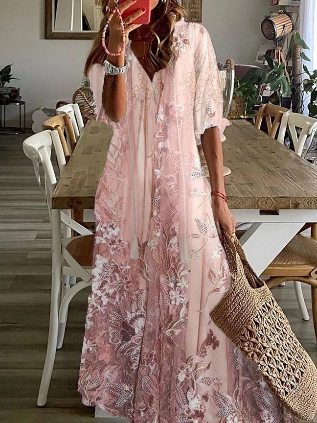 Women's Floral Maxi Dress - Casual Summer Style