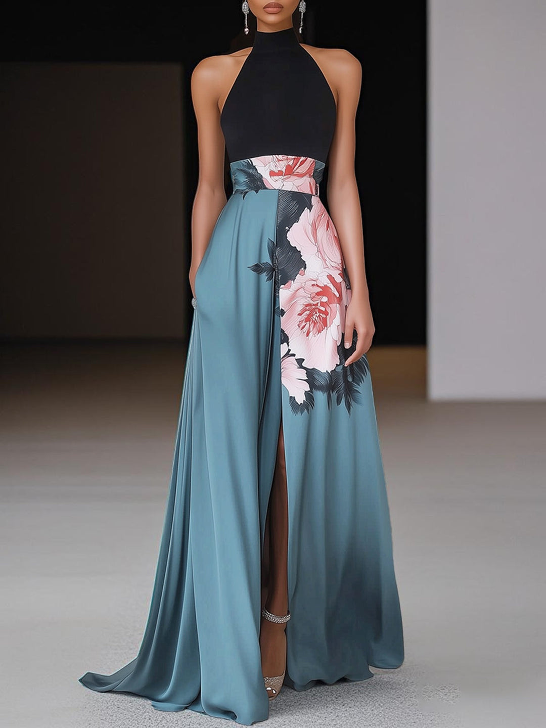 Women's Floral Sleeveless Maxi Dress – Elegant Summer Style