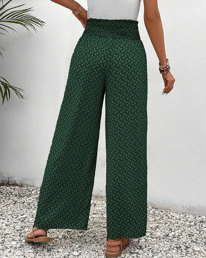 Women's Casual Printed Wide Leg Trousers-The Yellow Prime