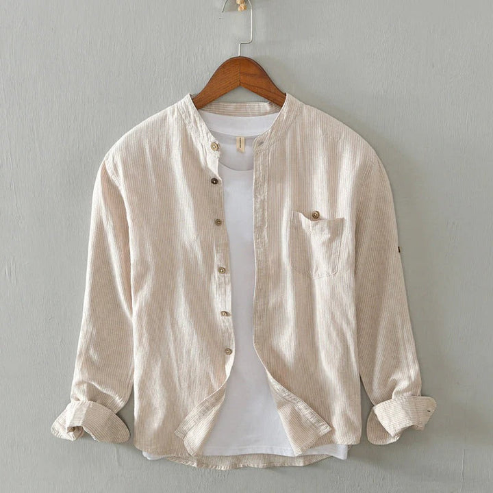 Men's Casual Band Collar Shirt for Effortless Style-The Yellow Prime