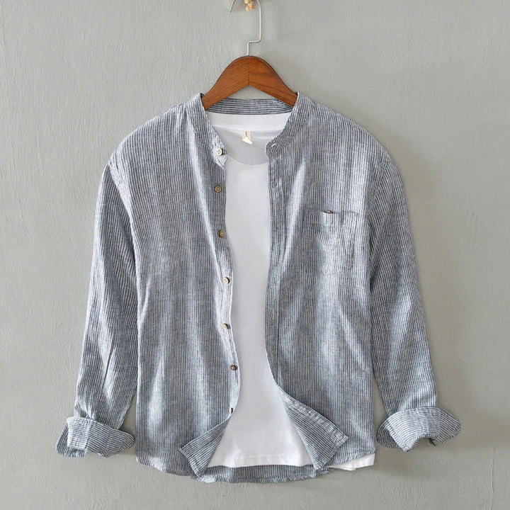 Men's Casual Band Collar Shirt for Effortless Style-The Yellow Prime