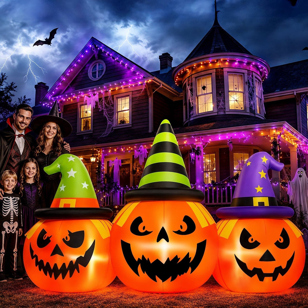 Decoración inflable de calabaza para jardín con luces LED de Halloween, 6 pies