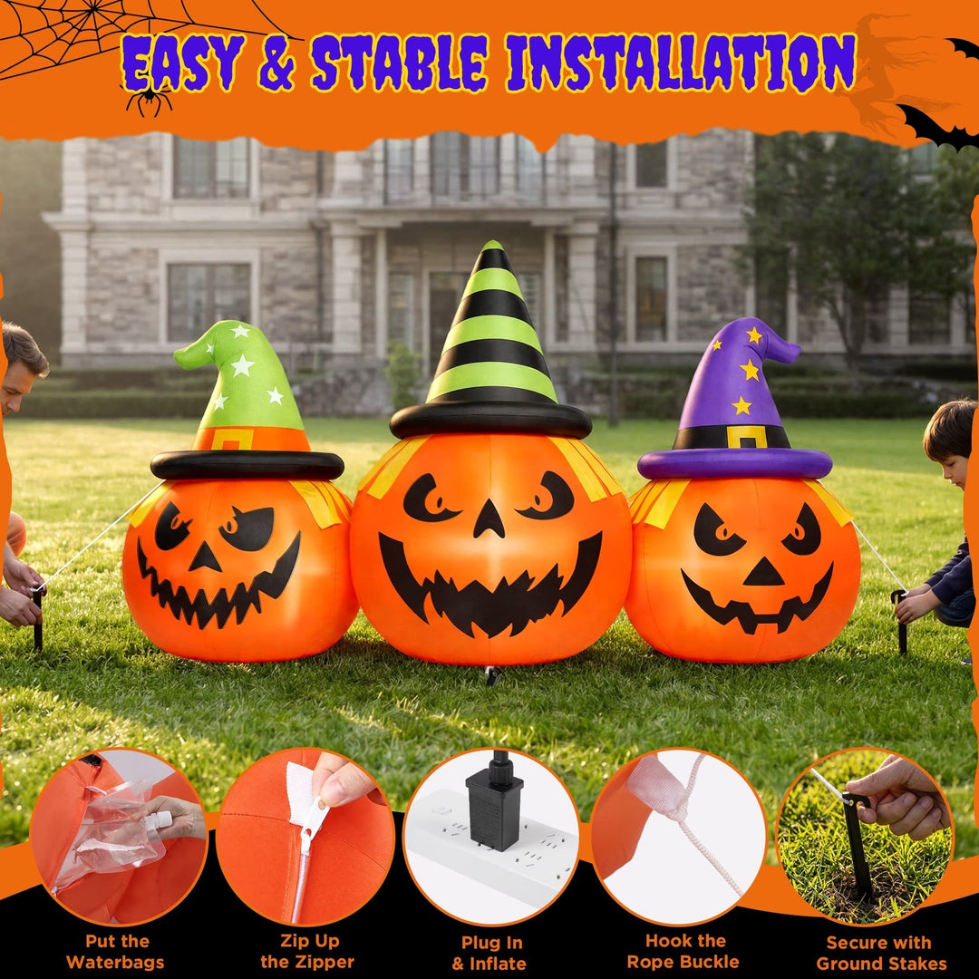 Decoración inflable de calabaza para jardín con luces LED de Halloween, 6 pies