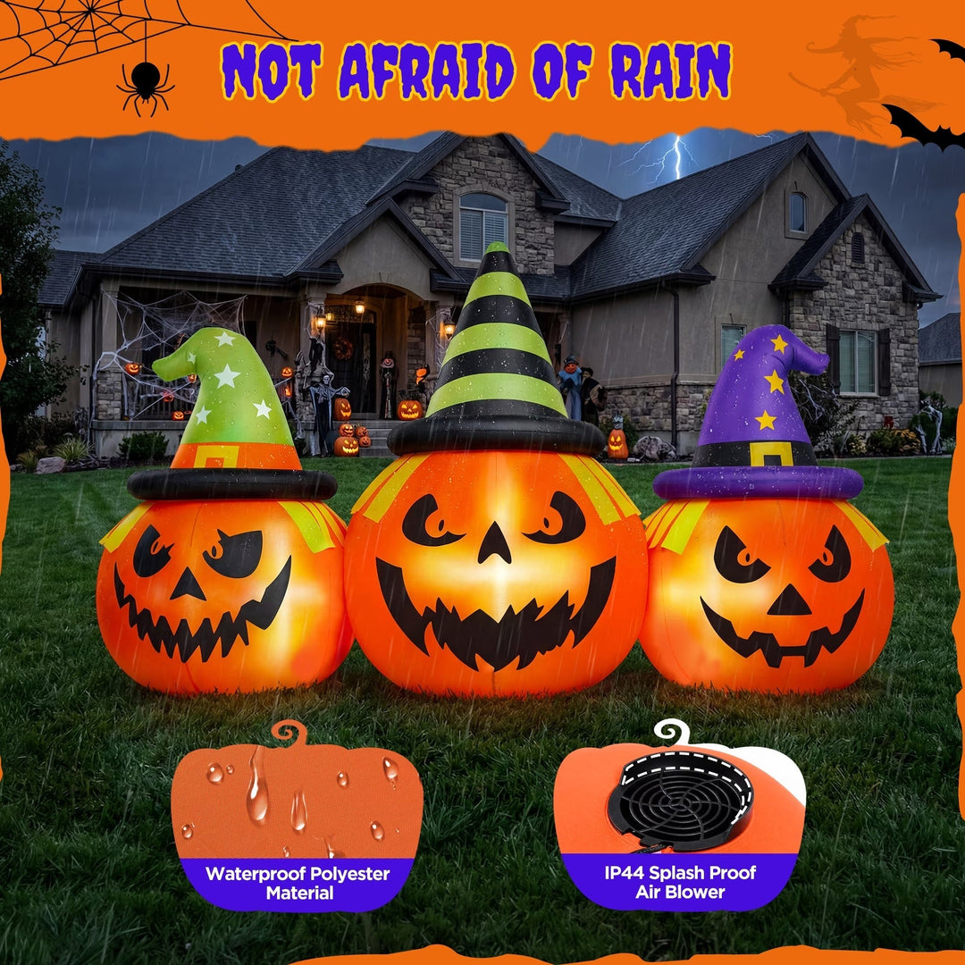 Decoración inflable de calabaza para jardín con luces LED de Halloween, 6 pies