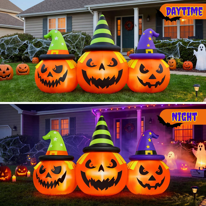 Decoración inflable de calabaza para jardín con luces LED de Halloween, 6 pies