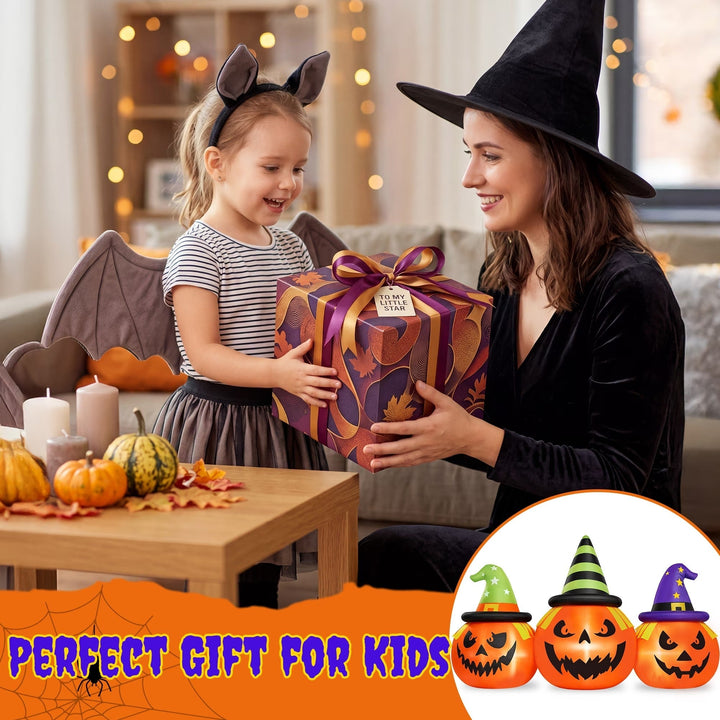 Decoración inflable de calabaza para jardín con luces LED de Halloween, 6 pies
