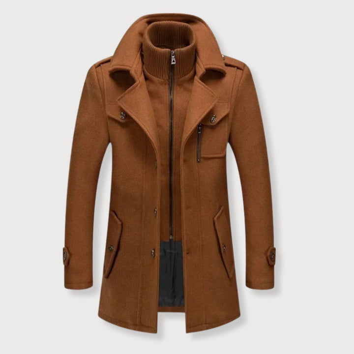 Abrigo cruzado largo distintivo para hombre