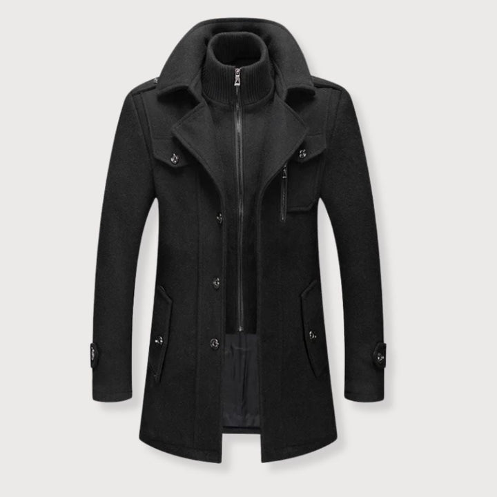 Abrigo cruzado largo distintivo para hombre