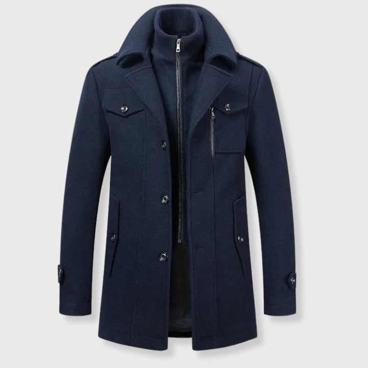 Abrigo cruzado largo distintivo para hombre