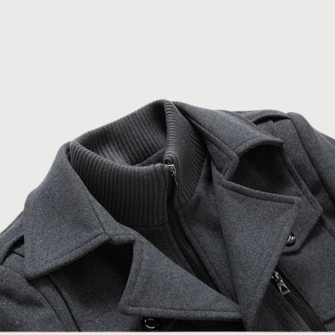 Abrigo cruzado largo distintivo para hombre