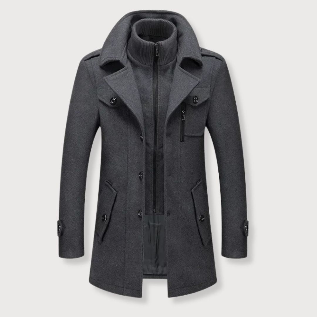 Abrigo cruzado largo distintivo para hombre