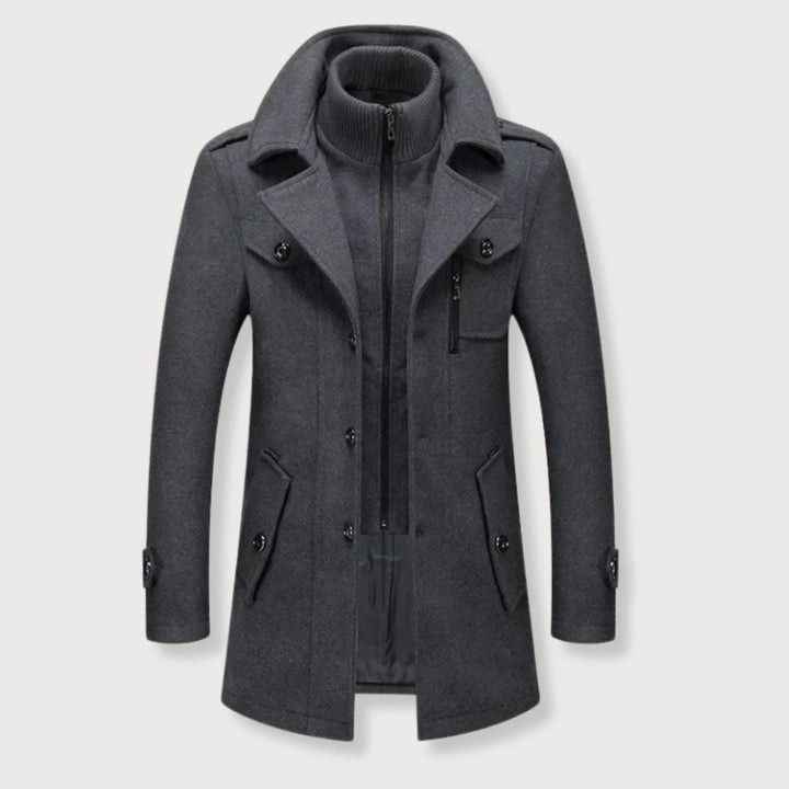 Abrigo cruzado largo distintivo para hombre
