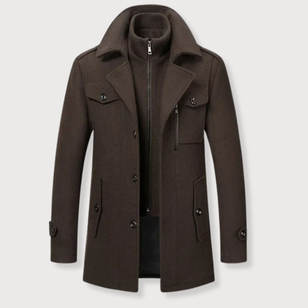 Abrigo cruzado largo distintivo para hombre