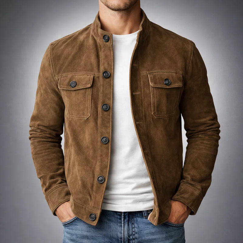 Men's Suede Button-Front Jacket