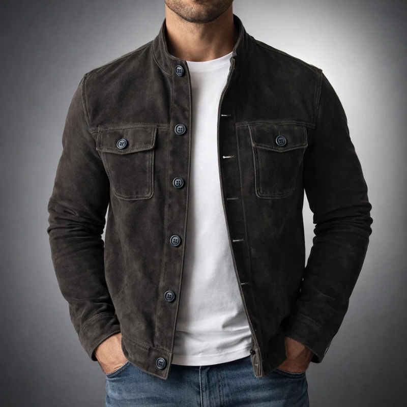Men's Suede Button-Front Jacket