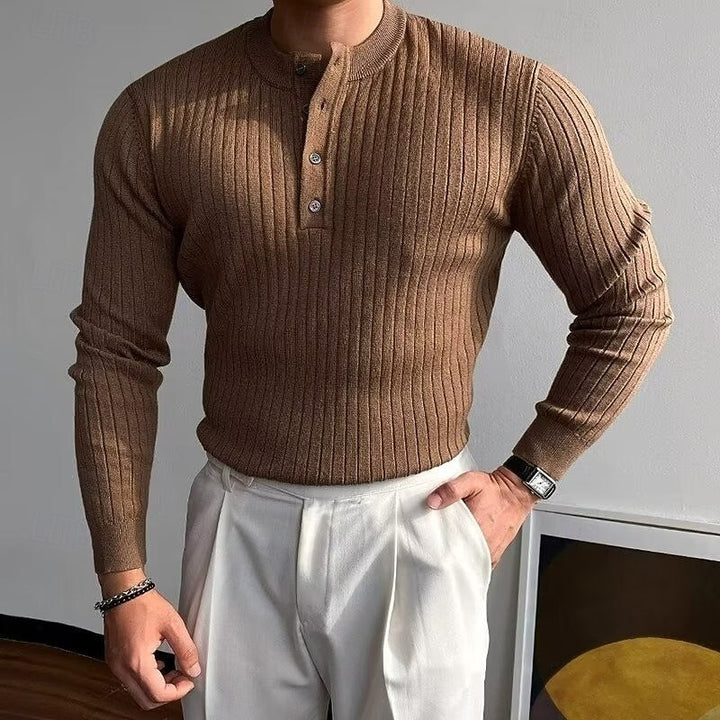 Men's Classic Ribbed Henley Sweater