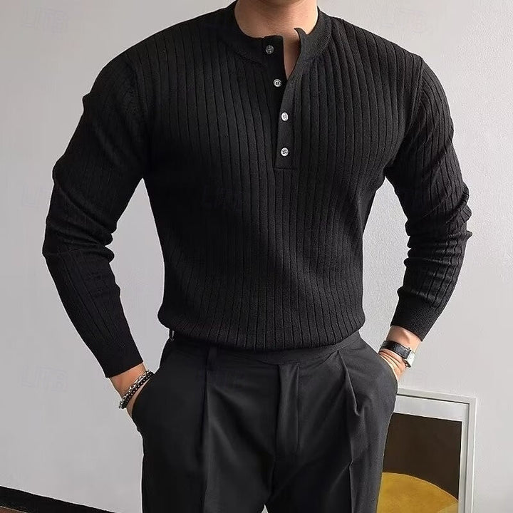 Men's Classic Ribbed Henley Sweater