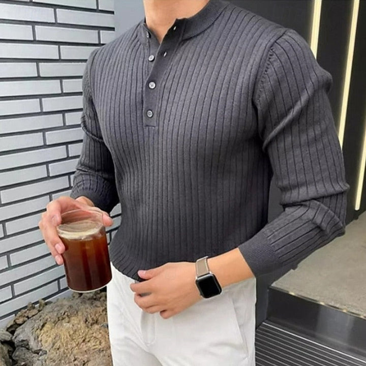 Men's Classic Ribbed Henley Sweater