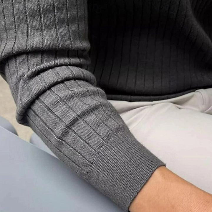 Men's Classic Ribbed Henley Sweater