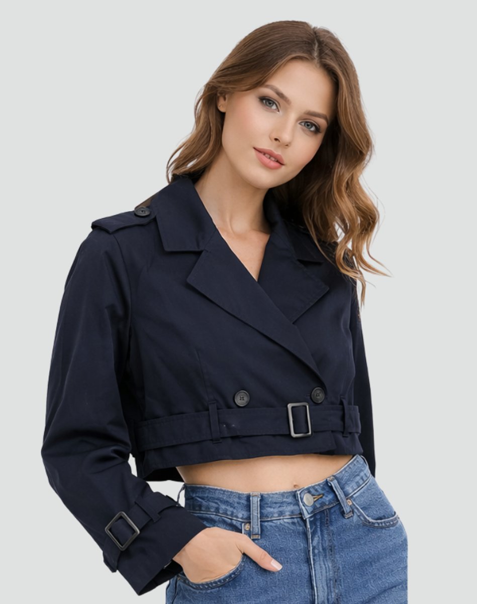Women's Tailored Cropped Trench Coat for Stylish Fall Fashion