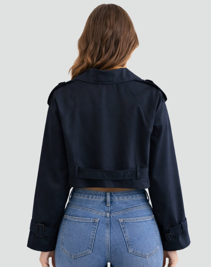 Women's Tailored Cropped Trench Coat for Stylish Fall Fashion