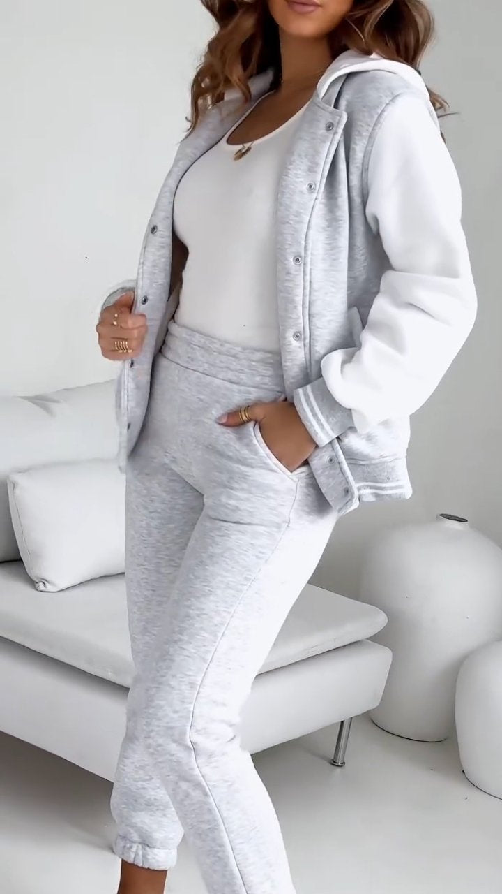 Completo varsity da uomo in due pezzi con giacca bomber e pantaloni da jogging