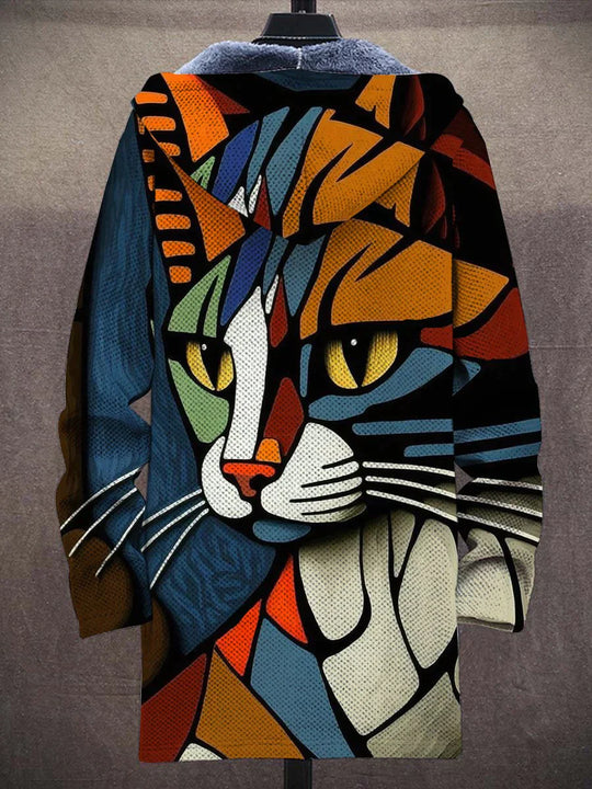 Women's Cozy Fleece Hooded Pullover for Cat Lovers-The Yellow Prime