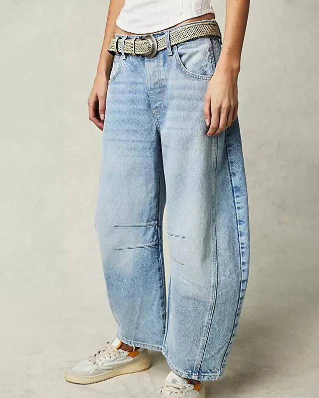 Adeline | Women's Stylish Mid Rise Barrel Jeans-The Yellow Prime