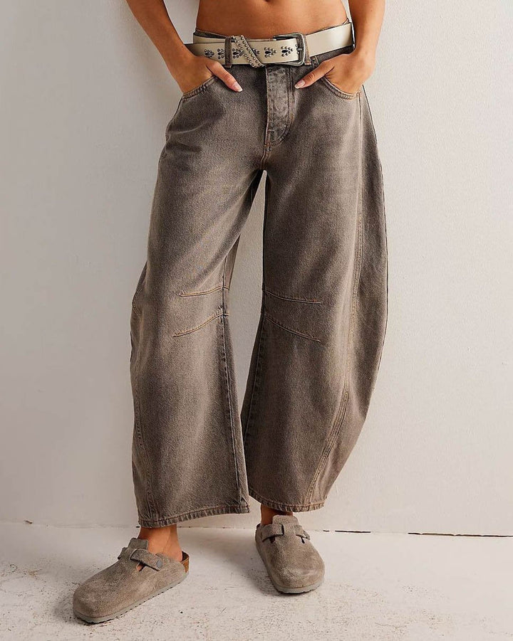 Adeline | Women's Stylish Mid Rise Barrel Jeans-The Yellow Prime