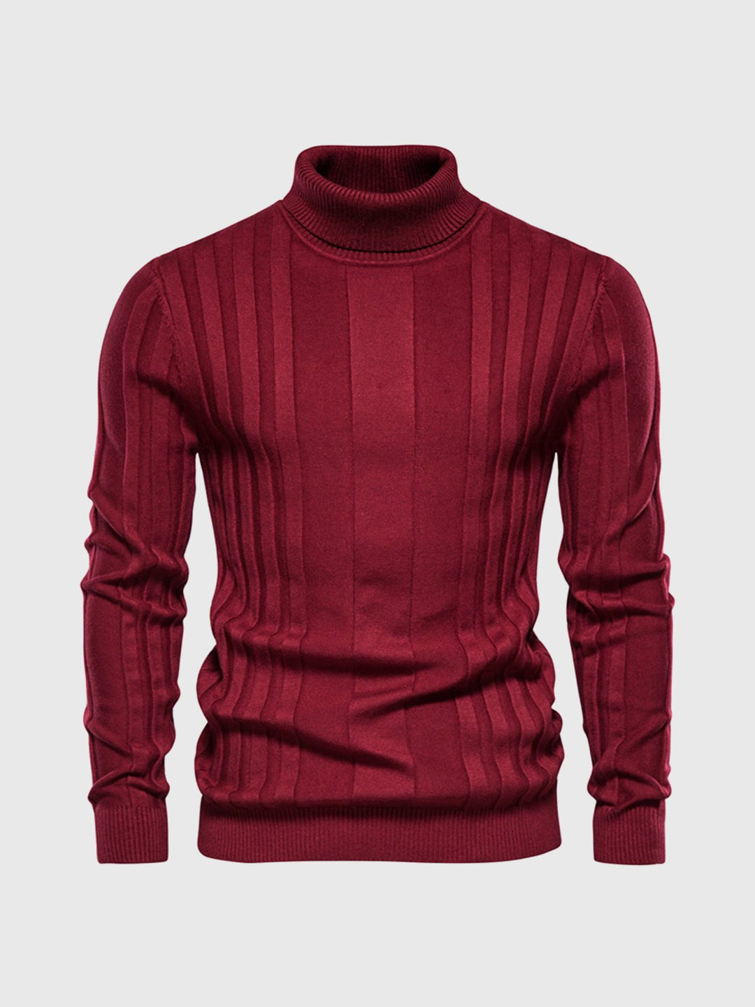 Men's Ribbed Vertical Knit Warm Turtleneck Sweater