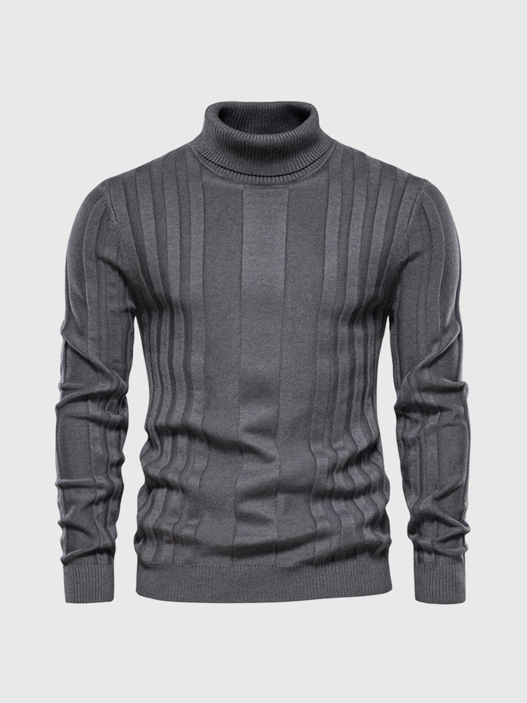 Men's Ribbed Vertical Knit Warm Turtleneck Sweater
