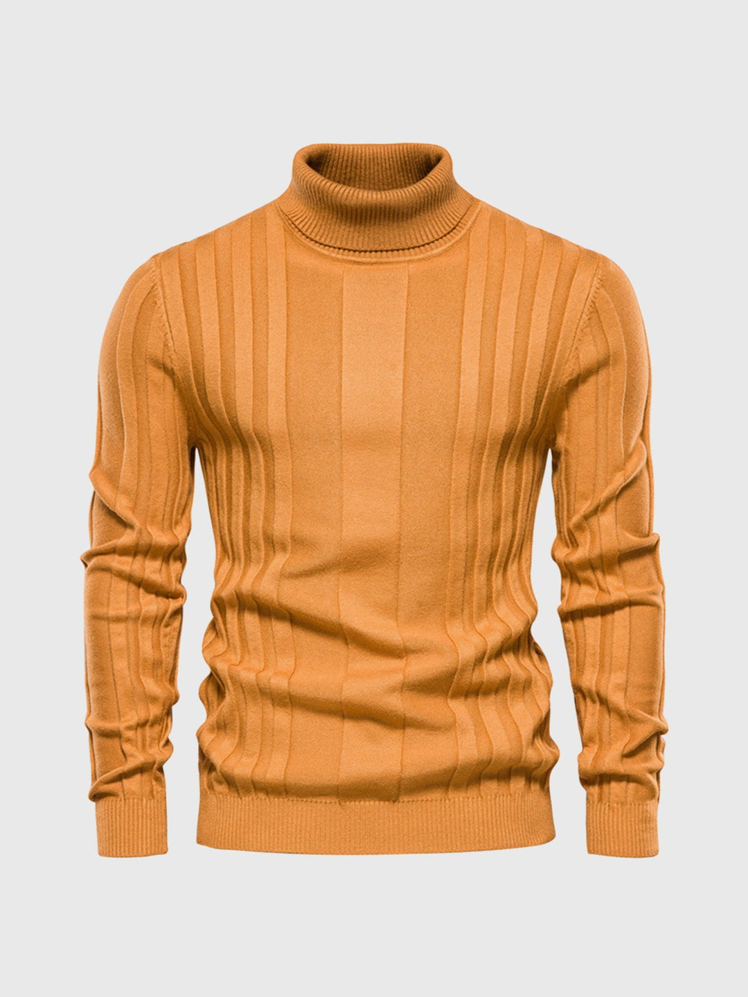 Men's Ribbed Vertical Knit Warm Turtleneck Sweater