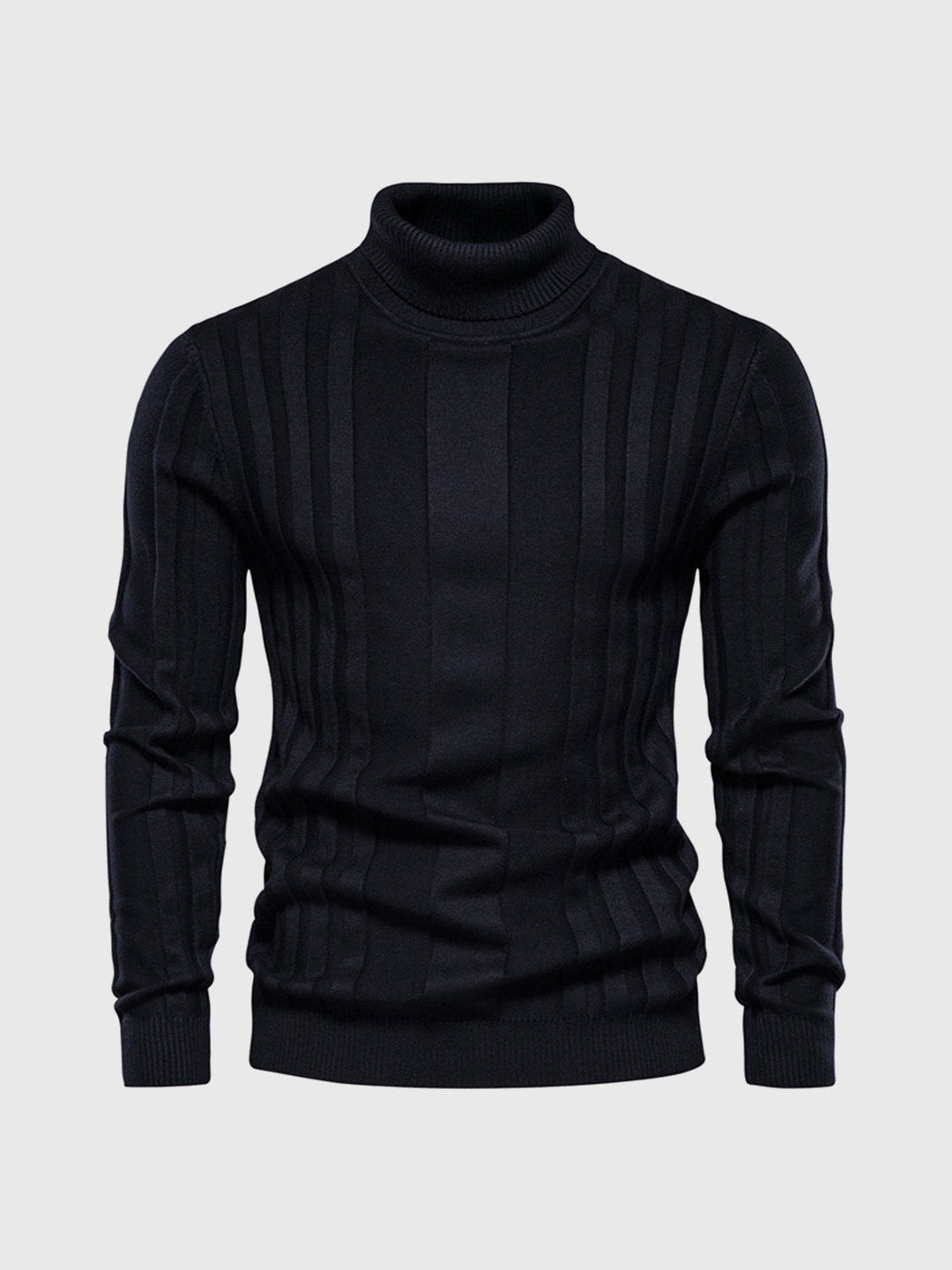 Men's Ribbed Vertical Knit Warm Turtleneck Sweater