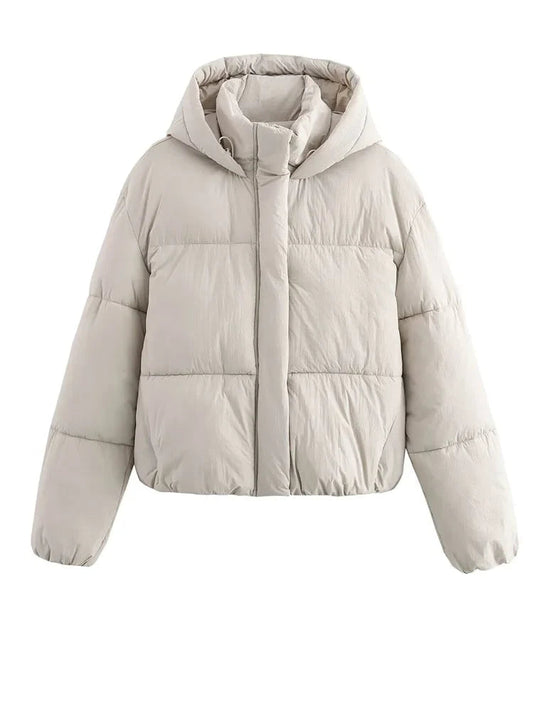 Women's Oversized Zip-Up Statement Puffer Jacket – Warm Fall & Winter