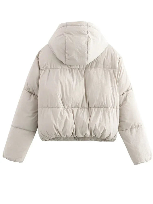 Women's Oversized Zip-Up Statement Puffer Jacket – Warm Fall & Winter