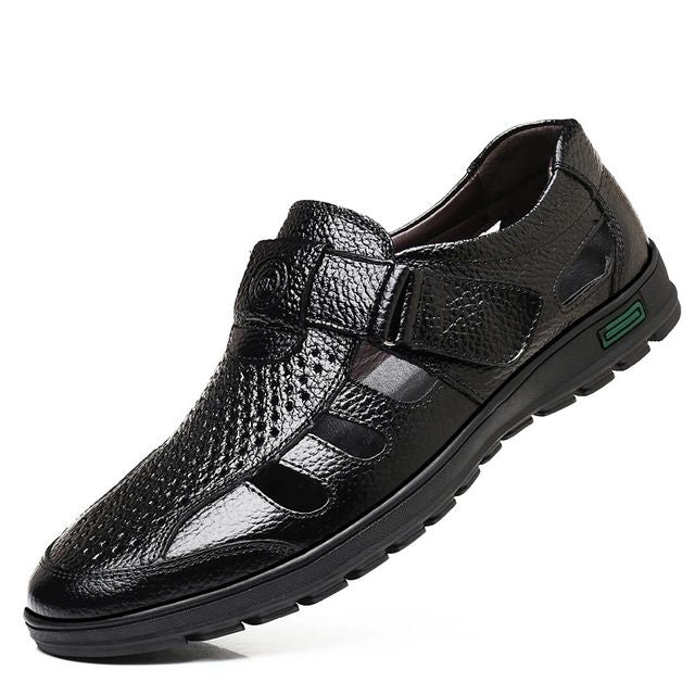 James | Men's Elegant Leather Summer Sandals-The Yellow Prime