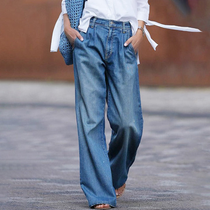 Women's Comfortable Wide-Cut Jeans for All-Day Wear-The Yellow Prime