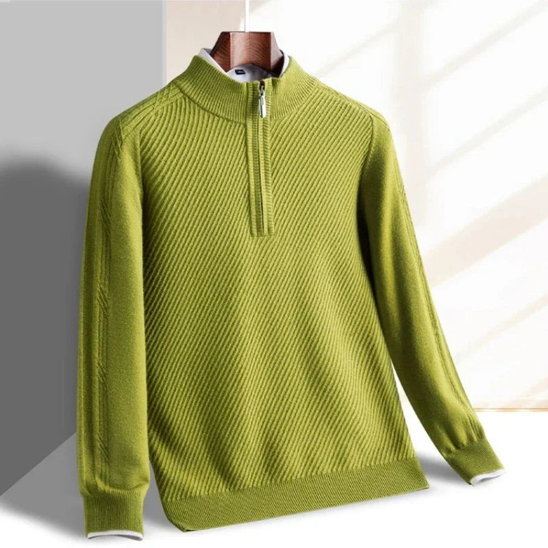 Men's Half-Zip Ribbed Pullover Sweater