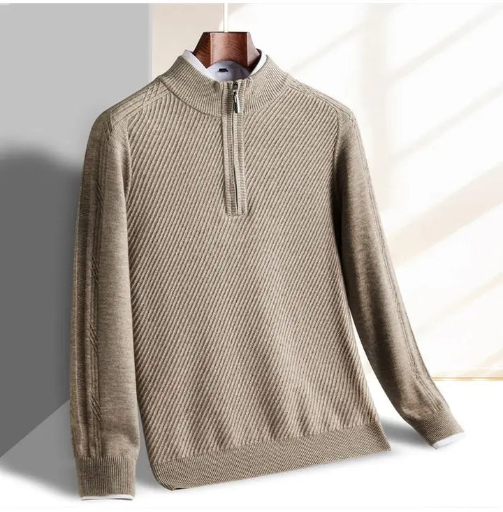 Men's Half-Zip Ribbed Pullover Sweater